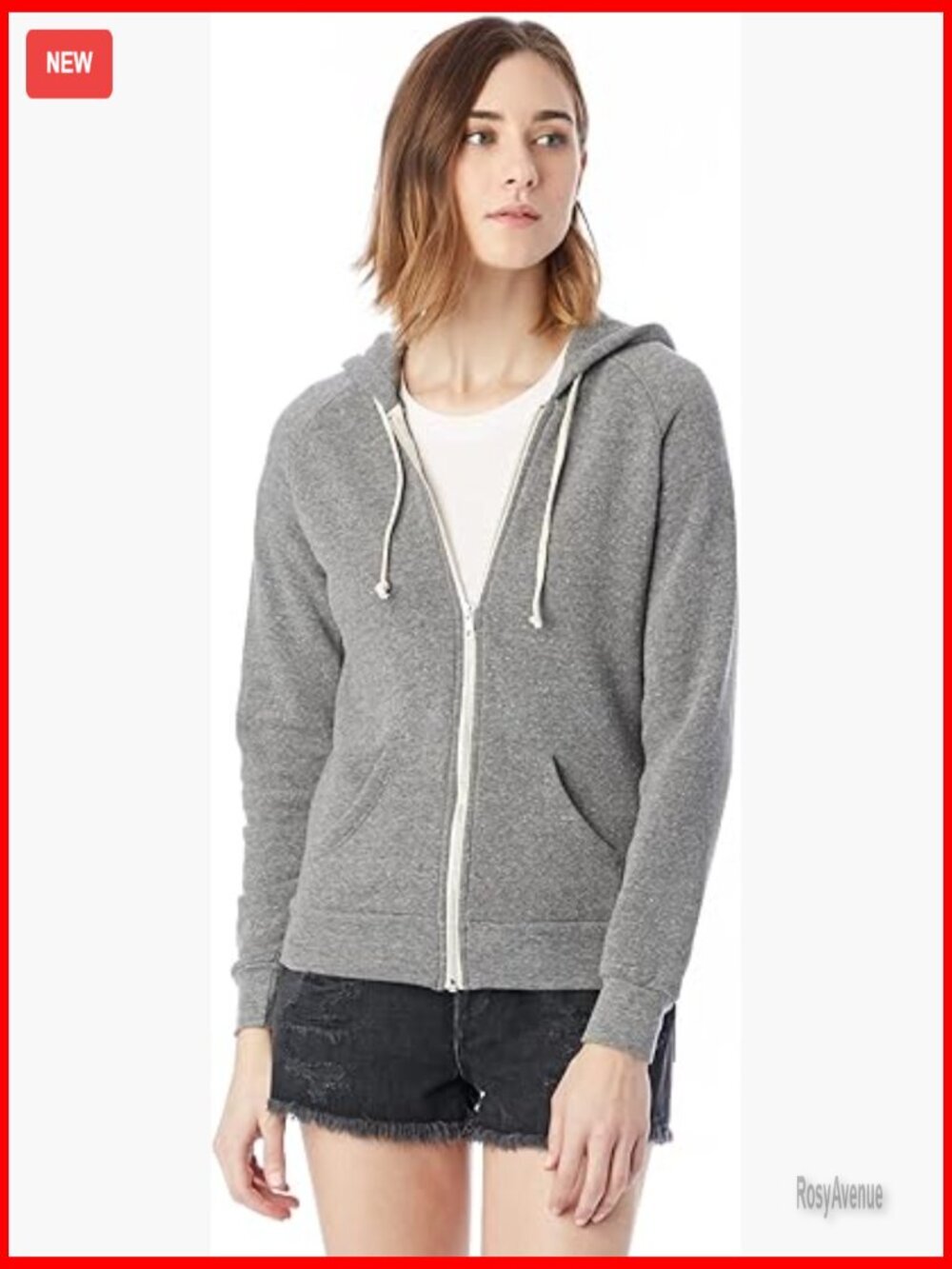 Women's Zip-Up Hoodie, Eco-Fleece Vintage Slim Fit Hooded Crewneck